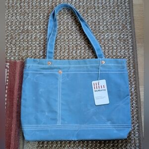 Blue Waxed Canvas Tote Bag